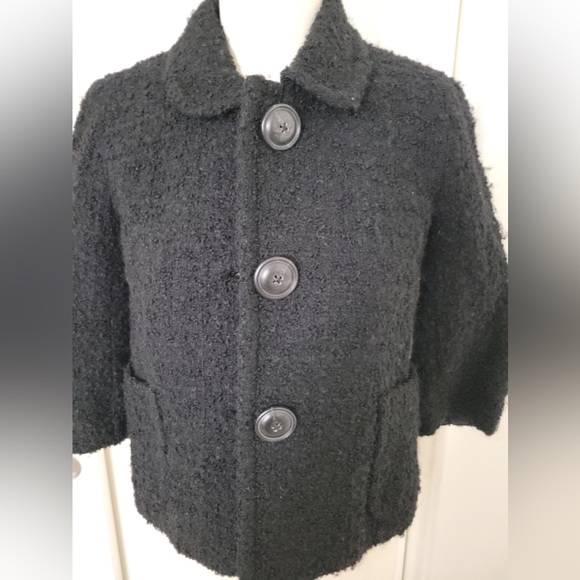 J. Crew Black Bouclé Short Pea Coat Size 0 - Picture 5 of 5